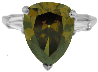 Platinum engagement ring with pear shape diamond 2.39cts Fancy Dark Yellowish Brown GIA