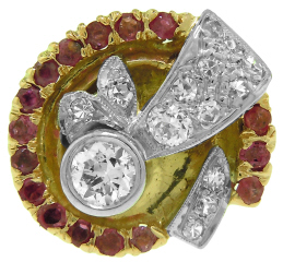 14kt rose gold diamond and ruby ring