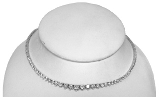 Platinum 3-prong graduated 15" diamond Riviera necklace 12.60tw+/-