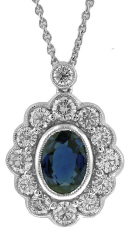 18kt white gold sapphire and diamond pendant