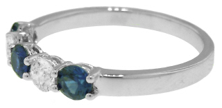 18kt white gold alternating diamond and sapphire half around band