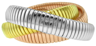 Silver rolling bracelets plated tri-color.