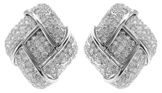 14kt white gold pave set diamond earrings