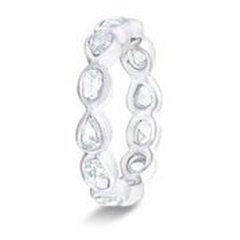 18kt white gold mixed shape rose cut diamond bezel set eternity band.