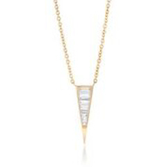 18kt rose gold baguette diamond pendant with chain.