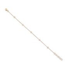 14kt rose gold bracelet with 5 pave diamond dics stations.