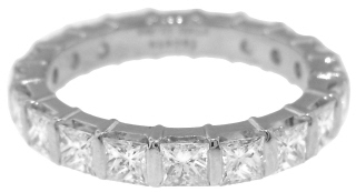 Platinum bar set princess cut diamond eternity band