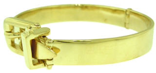 18kt yellow gold buckle bangle bracelet