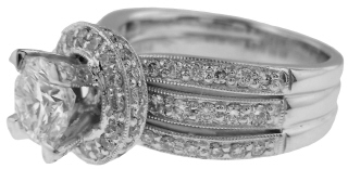 18kt white gold engagement ring with round diamond 1.02cts L VS2 EGL
