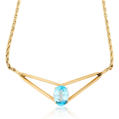 14kt yellow gold blue topaz necklace