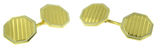 14kt yellow gold white enamel cufflinks