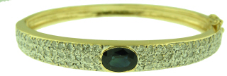 14kt yellow gold sapphire and diamond bangle bracelet