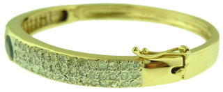 14kt yellow gold sapphire and diamond bangle bracelet