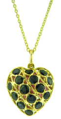 18kt yellow gold ruby and sapphire heart pendant with chain