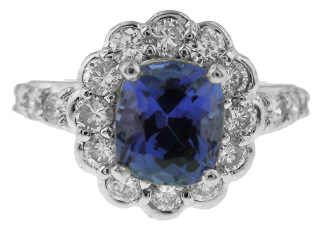 Platinum tanzanite and diamond ring