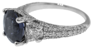 18kt white gold cushion sapphire and diamond ring