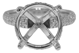 14kt white gold diamond semi-mount for 10mm round center