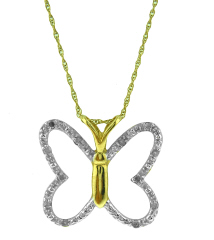 10kt yellow gold diamond butterfly pendant