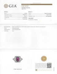 18kt white gold antique style ruby and diamond ring
