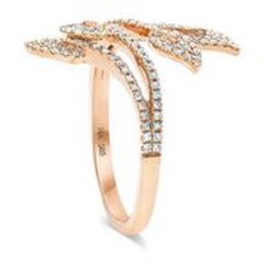 14kt rose gold pave set leaf design ring