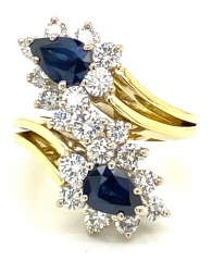 18kt yellow and white gold sapphire and diamond ring