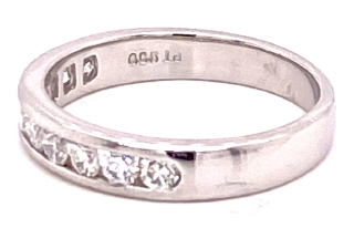 14kt white gold channel set half around diamond band