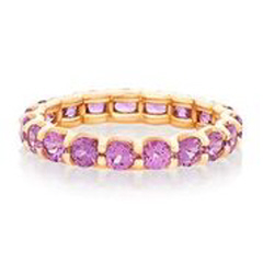 18kt rose gold shared prong pink sapphire eternity band