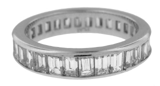 Platinum straight baguette diamond eternity band