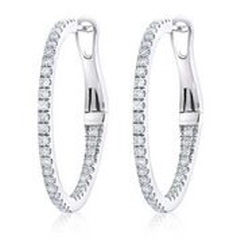 14kt white gold inside/outside diamond hoop earrings.