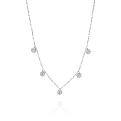 18kt white gold 5-station  cluster diamond necklace.