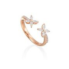 18kt rose gold round and marquise diamond ring.