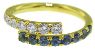 18kt yellow gold tanzanite and diamond band.