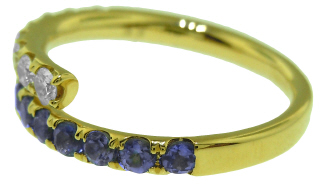 18kt yellow gold tanzanite and diamond band.