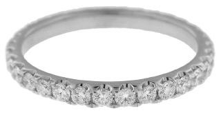 Platinum shared prong diamond eternity band.