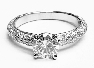 Platinum diamond engagement ring.