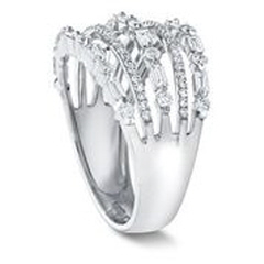 14kt white gold round and baguette diamond 5 row ring