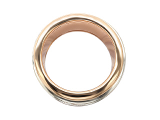 18kt white/pink gold rainbow sapphire and diamond rolling ring.