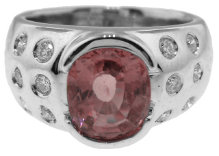 18kt white gold pink sapphire and diamond ring