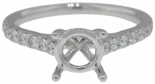 Platinum diamond ring semi-mount for 1-1.25ct round center