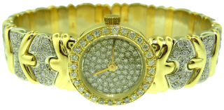 18kt yellow and white gold diamond bangle bracelet watch