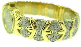 18kt yellow and white gold diamond bangle bracelet watch