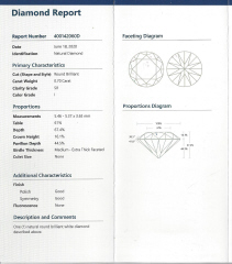 Loose round diamond .70ct I SI1 EGL