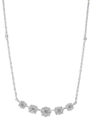 18kt white gold round,marquise and princess cut diamond necklace with diamonds by the yard chain.
