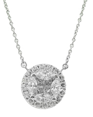 18kt white gold diamond pendant with chain.