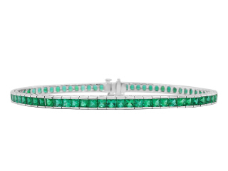 18kt white gold emerald bracelet.