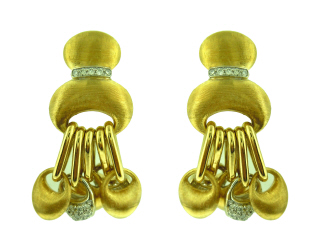 18kt yellow gold earrings with multi dangling charms