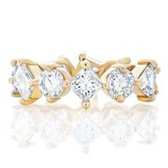 18kt yellow gold multi shape diamond eterity band 4.40tw