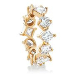 18kt yellow gold multi shape diamond eterity band 4.40tw