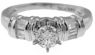 14kt white gold engagement ring with round diamond .26ct+/- F-G SI2-3