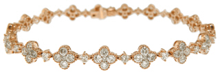 18kt rose gold diamond clover style bracelet